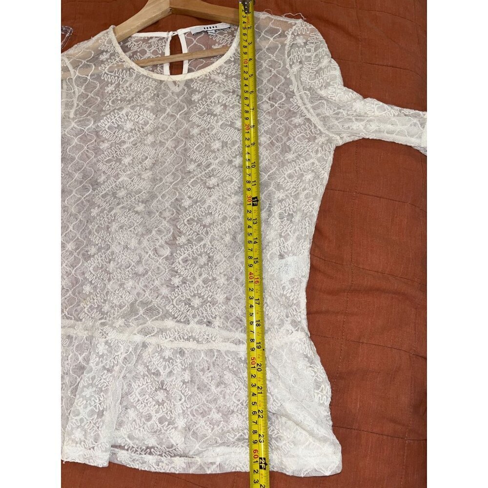 Ro&de Womens Lace Peplum Top White Size XS - Picture 6 of 9